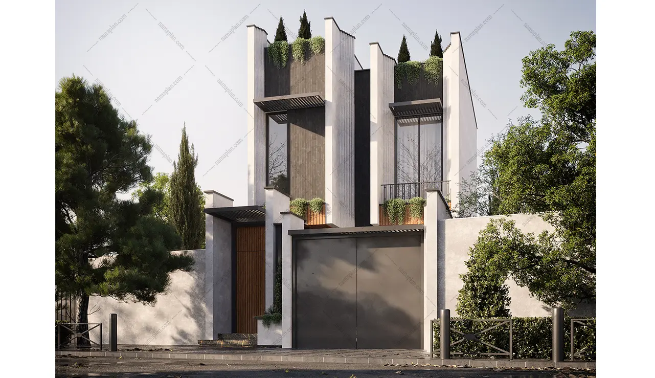 ویلای دوبلکس مدرن با عرض کم