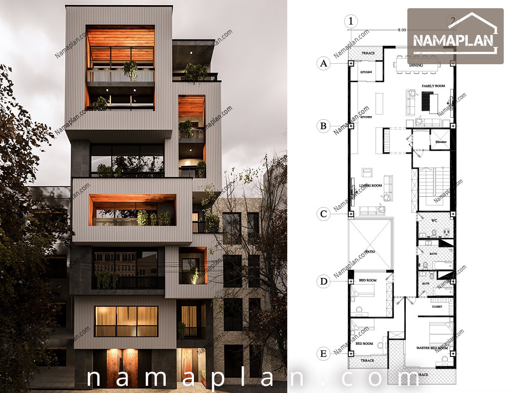 طراحی نقشه ویلا تریبلکس